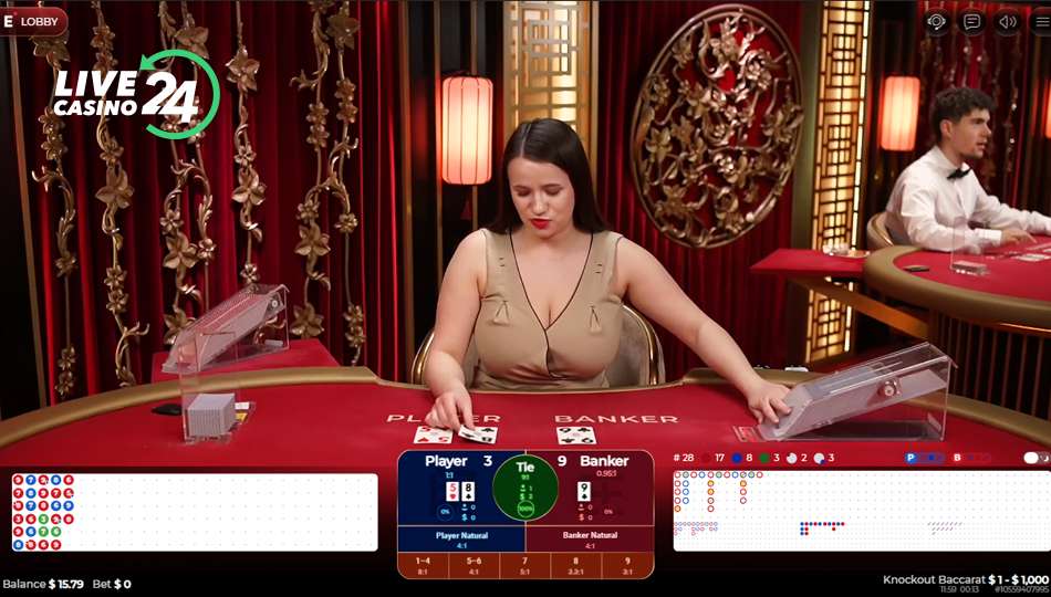 Knockout Baccarat Cartas reveladas