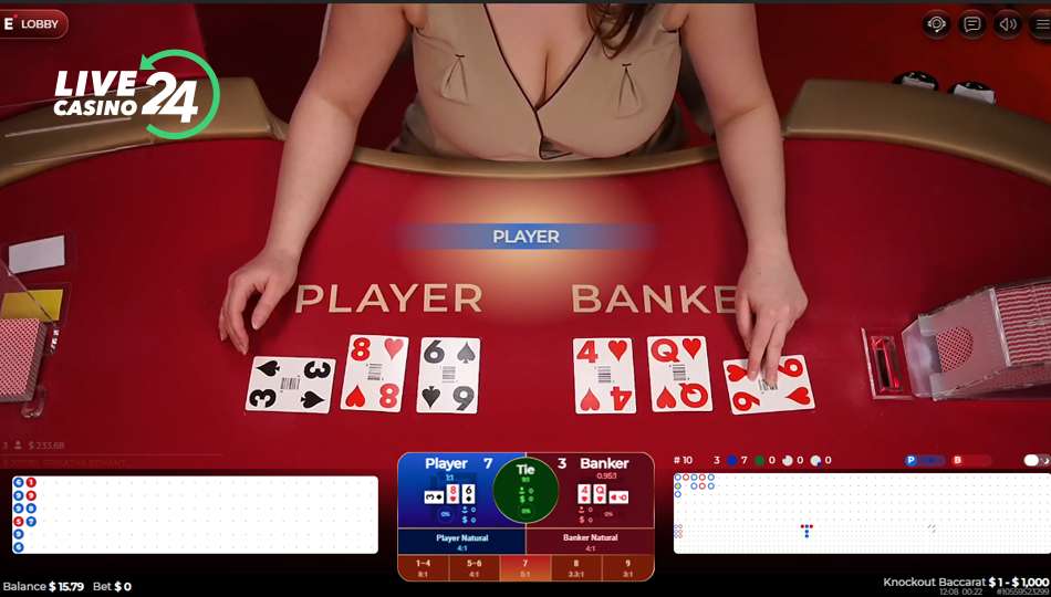 Knockout Baccarat terceira carta