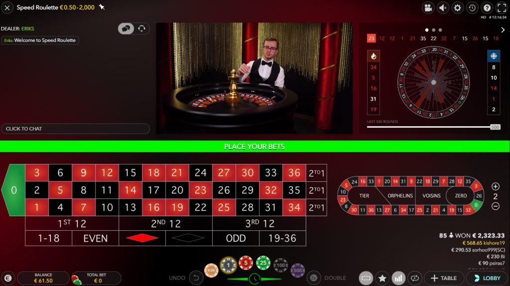 speed roulette live casino's