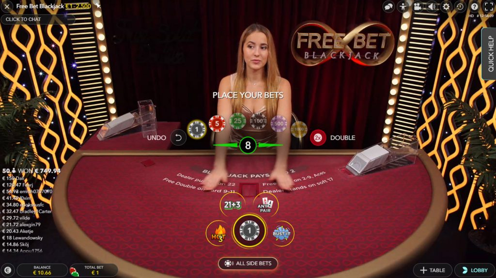 free bet blackjack live casino