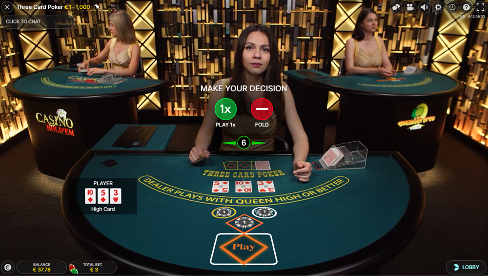 Live Three Card Poker Bildschirmfoto