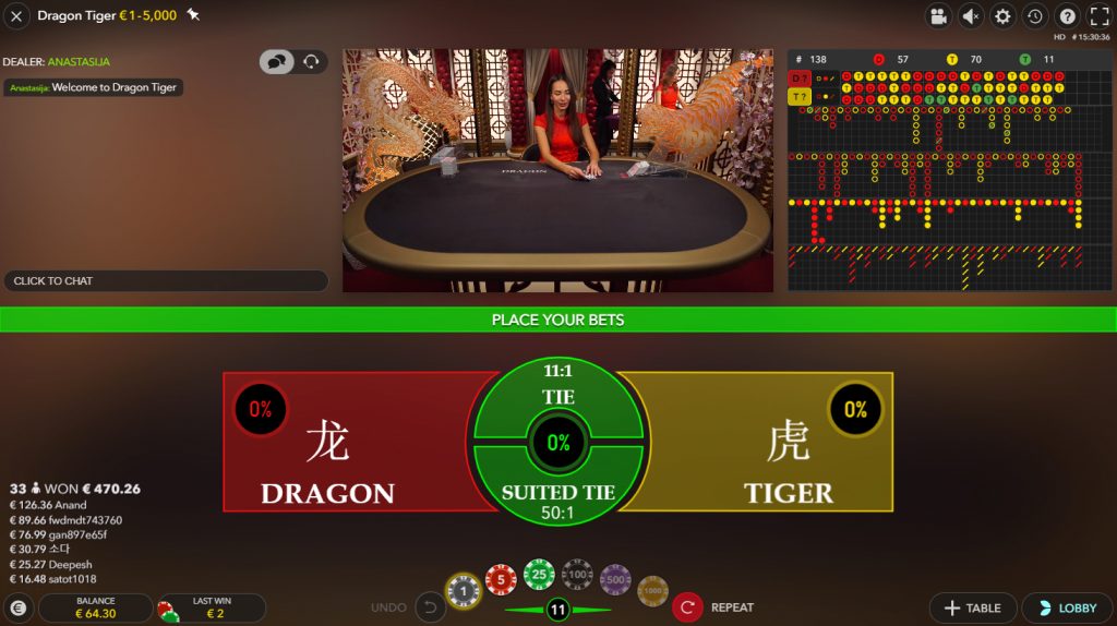 live dragon tiger casino