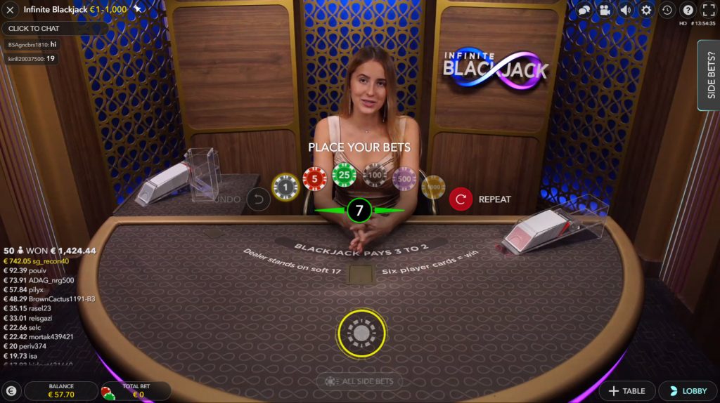 Live Infinite Blackjack casino