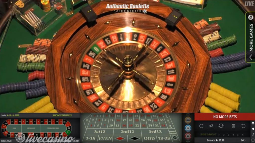 Authentic Roulette Superior casino au vivo