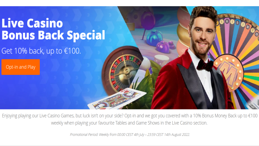 Betsson Sparks Excitement With its Live Casino Bonus Back Special Promo