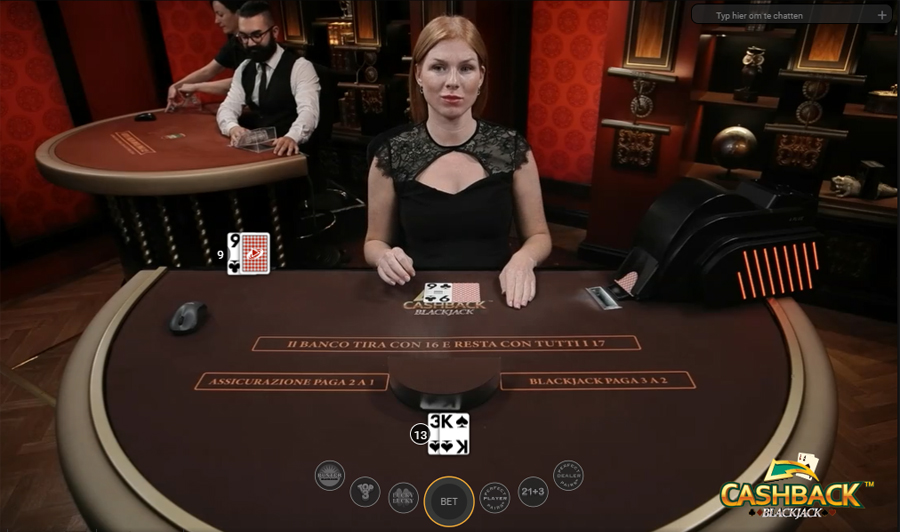 Cashback Blackjack is presented by a Live Dealer