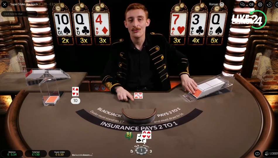 Super Stake Blackjack Cards are dealt