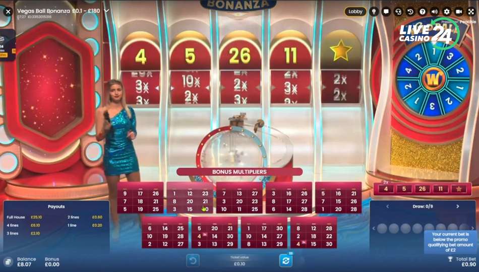Os números da sorte são revelados no Vegas Ball Bonanza