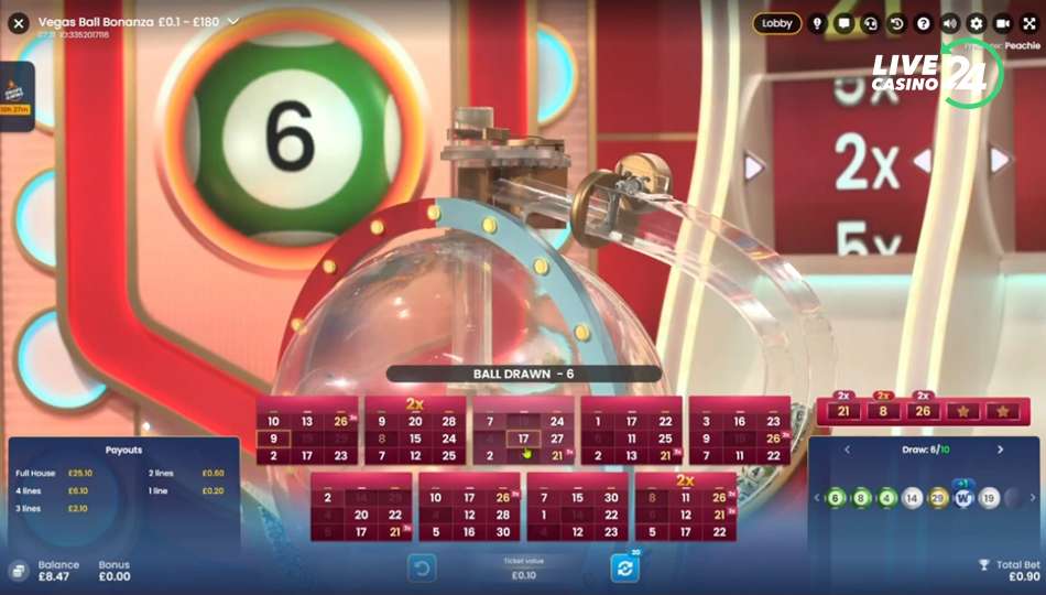 Sorteio principal do Vegas Ball Bonanza