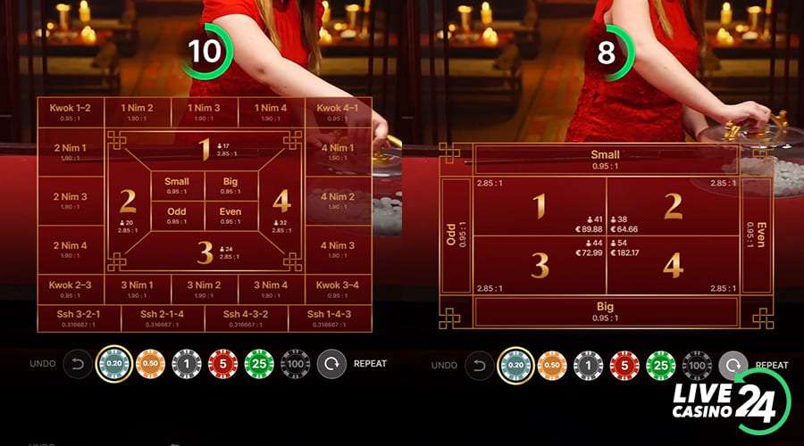 Second step in playing Fan Tan live game