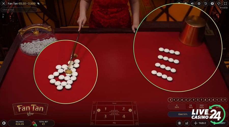 Fourth step in playing Fan Tan live game