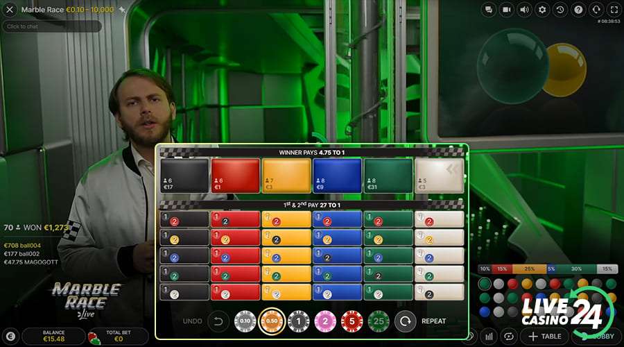 Second step in playing Marble Race Live game