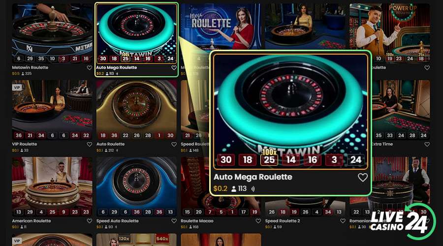 First step in playing Auto Mega Roulette