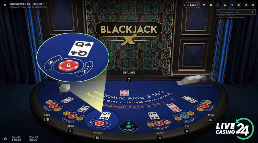 Third step in playing Blackjack X casino game