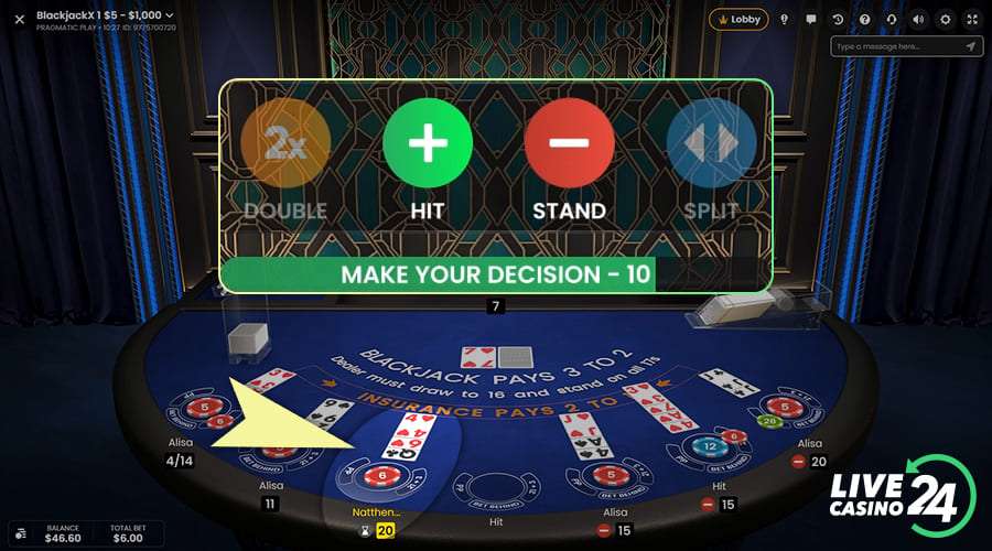 Fourth step in playing Blackjack X casino game