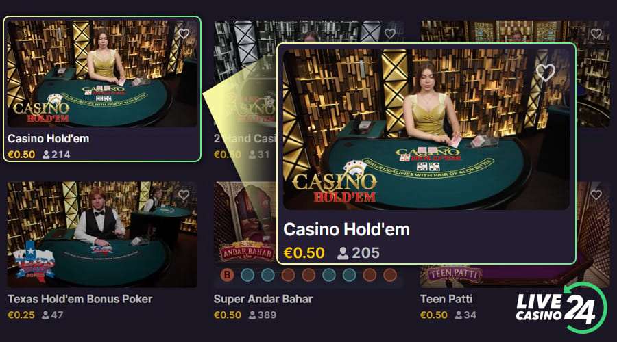 First step in playing Casino Hold'em live poker game
