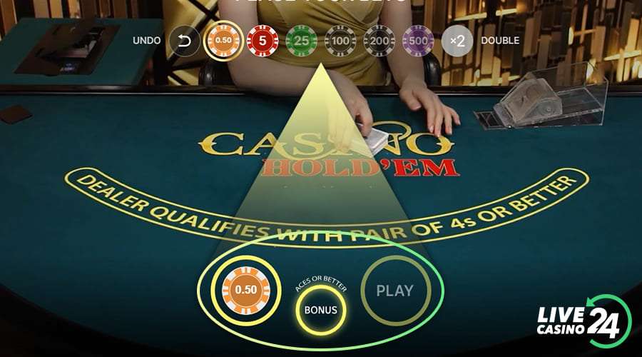 Third step in playing Casino Hold'em live poker game