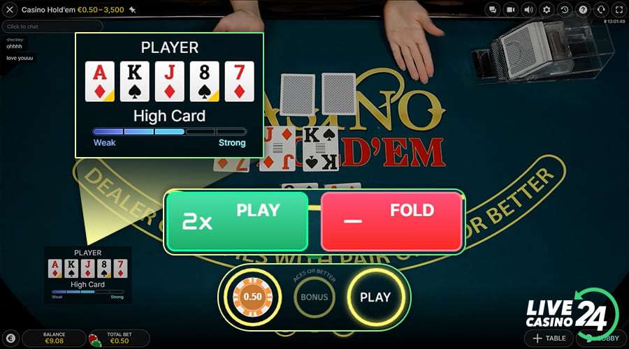 Fifth step in playing Casino Hold'em live poker game