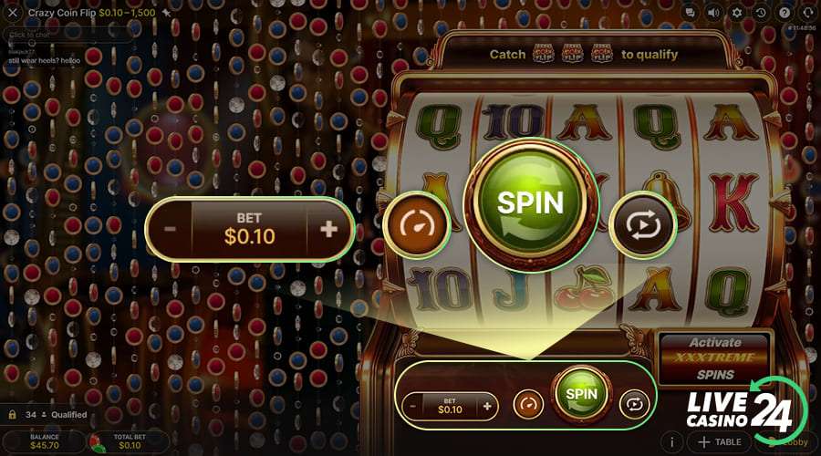 Third step in playing Crazy Coin Flip live casino game