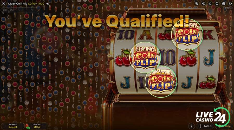 Fifth step in playing Crazy Coin Flip live casino game