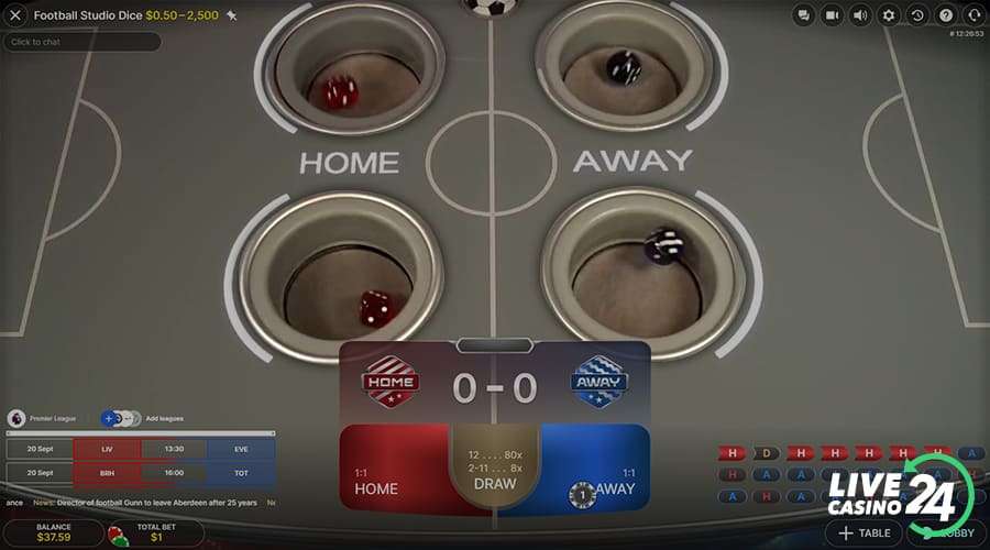 Third step in playing Football Studio Dice live casino game