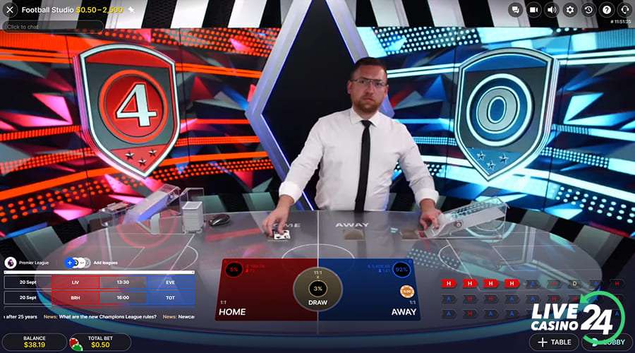 Fourth step in playing Football Studio casino game