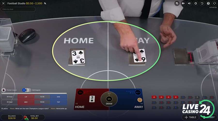 Fifth step in playing Football Studio casino game