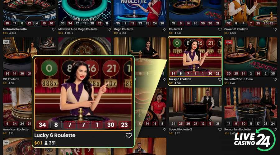 Primeiro passo para jogar Lucky 6 Roulette ao vivo