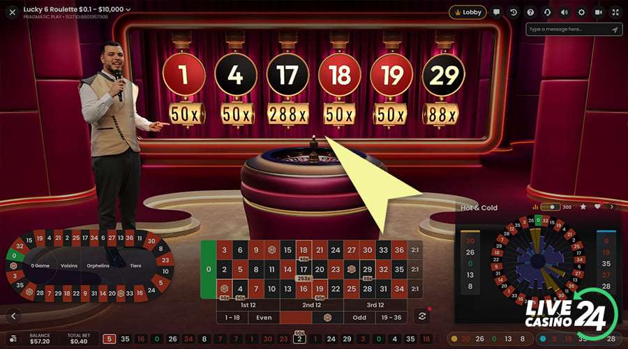 Terceiro passo para jogar o jogo ao vivo Lucky 6 Roulette