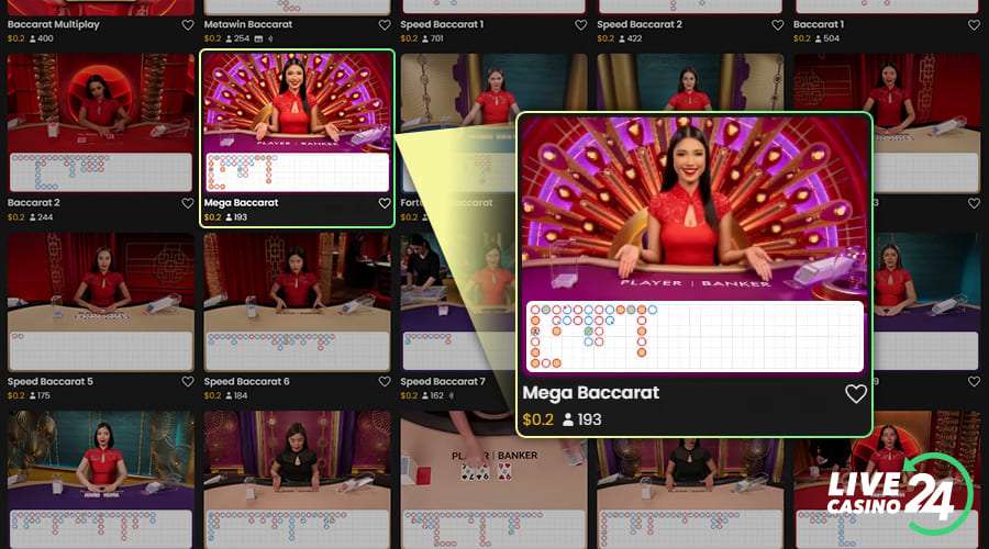 Primo passo per giocare al gioco da casinò live Mega baccarat