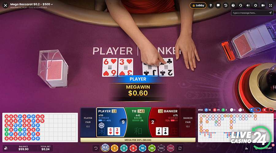 Quarto passo per giocare al gioco da casinò live Mega baccarat