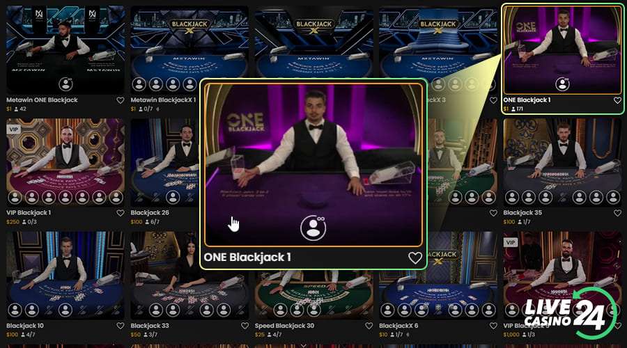 First step in playing ONE Blackjack live casino game