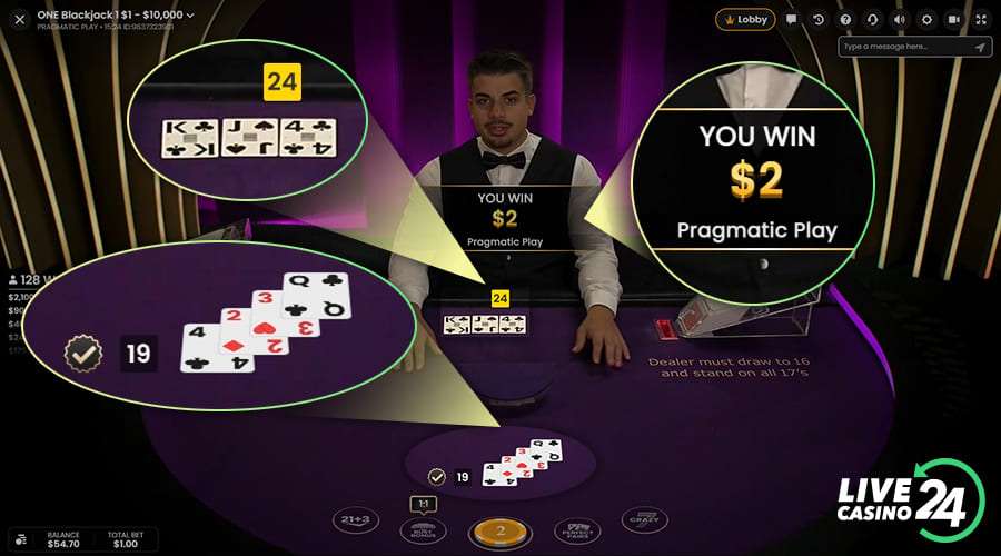 Fourth step in playing ONE Blackjack live casino game