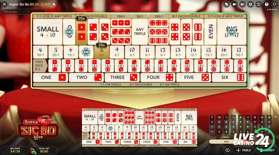 Fifth step in playing Super Sic Bo live casino game