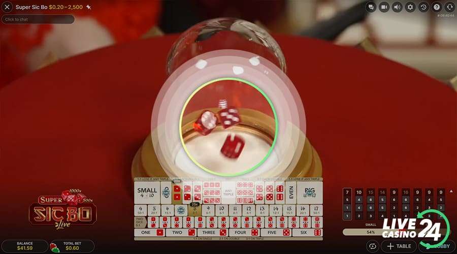 Sixth step in playing Super Sic Bo live casino game