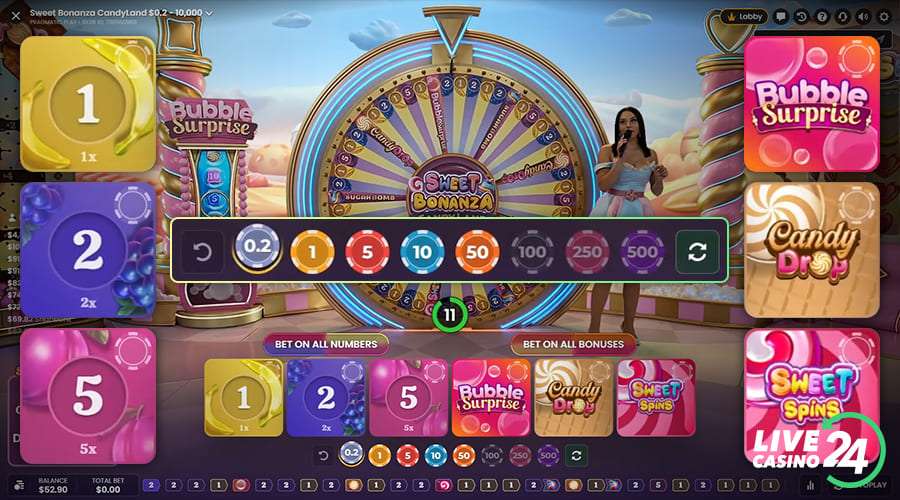 Second step in playing Sweet Bonanza Candyland game show