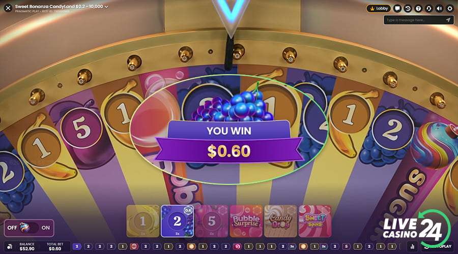 Fourth step in playing Sweet Bonanza Candyland game show