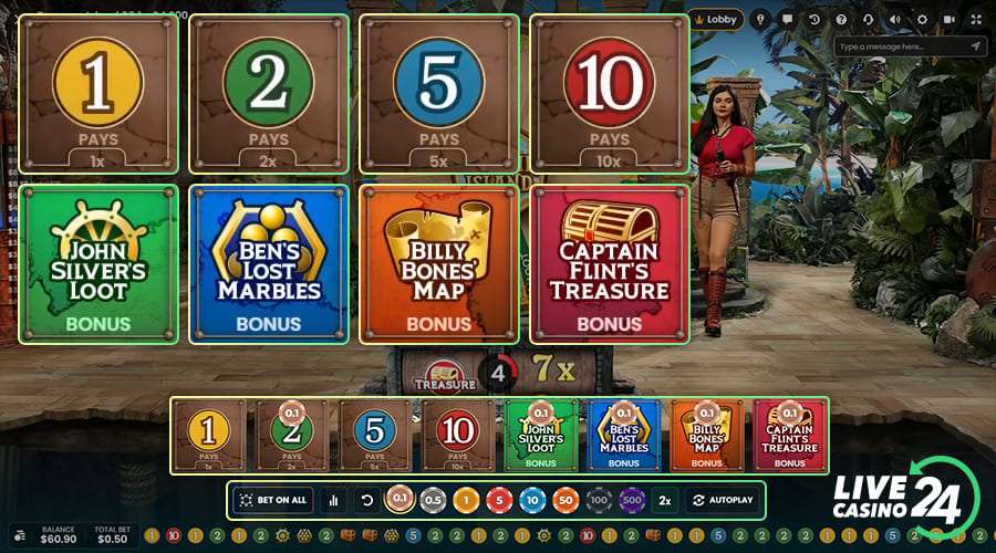 Quarto passo para jogar o game show Treasure Island