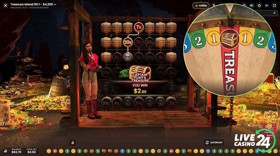 Quinto passo para jogar o game show Treasure Island