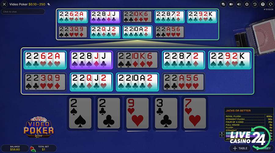 Fifth step in playing Video Poker live casino game