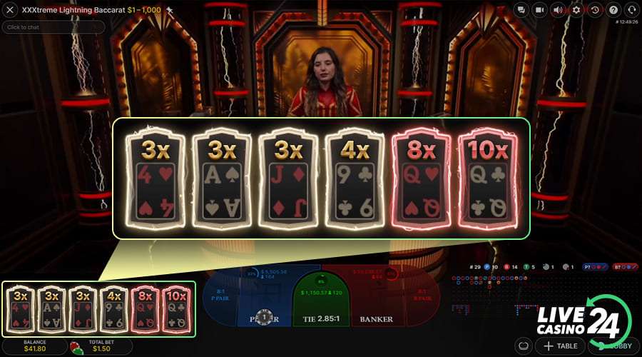 Third step in playing XXXTreme Lightning Baccarat live game
