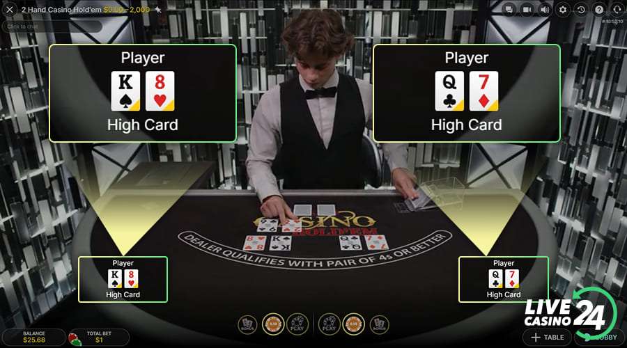 Second step in playing 2 Hand Casino Hold'em live poker