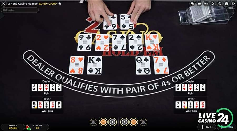 Fourth step in playing 2 Hand Casino Hold'em live poker