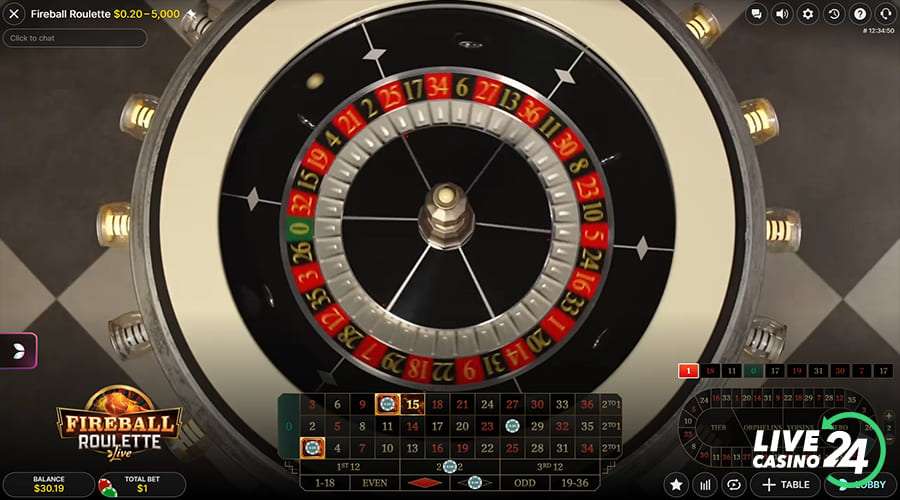 Quinto passo para jogar o jogo de cassino ao vivo Fireball Roulette