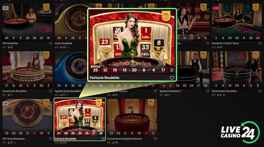 First step in playing Fortune Roulette live casino game