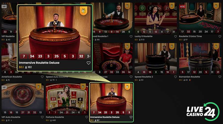 First step in playing Immersive Roulette Deluxe live casino game