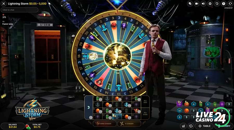 Segundo passo para jogar o game show ao vivo Lightning Storm