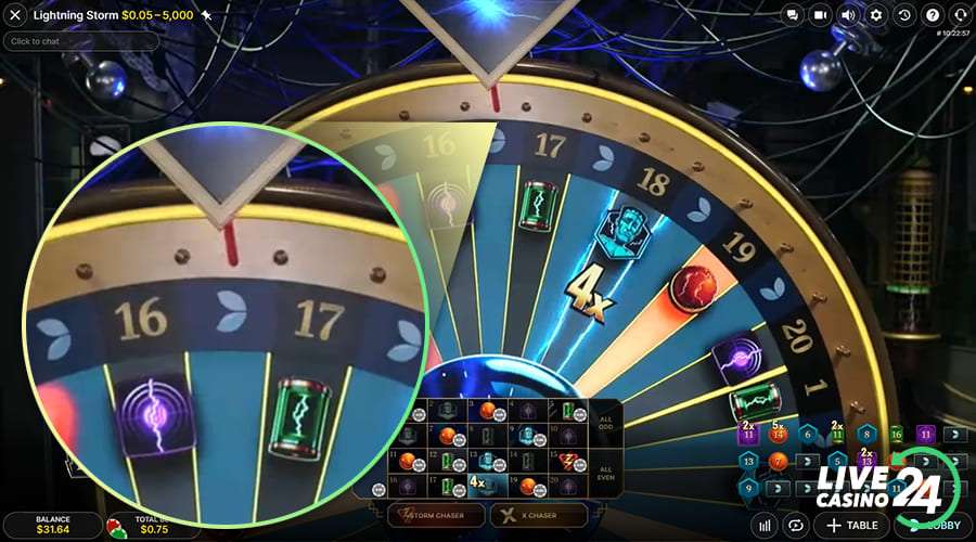 Terceiro passo para jogar o game show ao vivo Lightning Storm