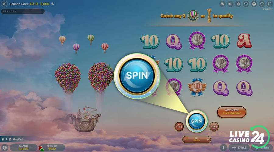 Second step in playing Balloon Race live slot