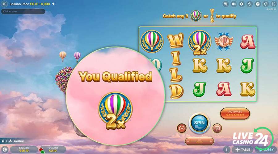 Third step in playing Balloon Race live slot